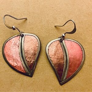 Capiz Shell Earrings by Culture Mix - Pink & Brown Leaf